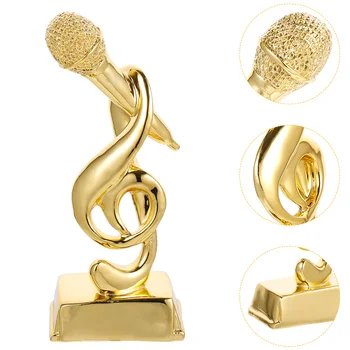 Trofeum Mikrofon Nagroda Wieczorne Trofea Śpiewu Nagrody Karaoke Złoty Złoty Mikrofon Uwaga Pomnik Muzyczny Zabawny Konkurs Studencki Rekwizyty